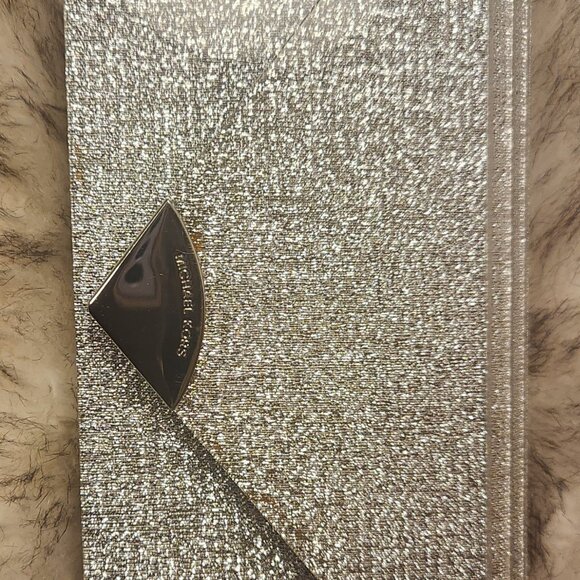 SILVER STREAK! Michael Kors Small Barbara Envelope Clutch Handbag AUTHENTIC - Picture 2 of 5